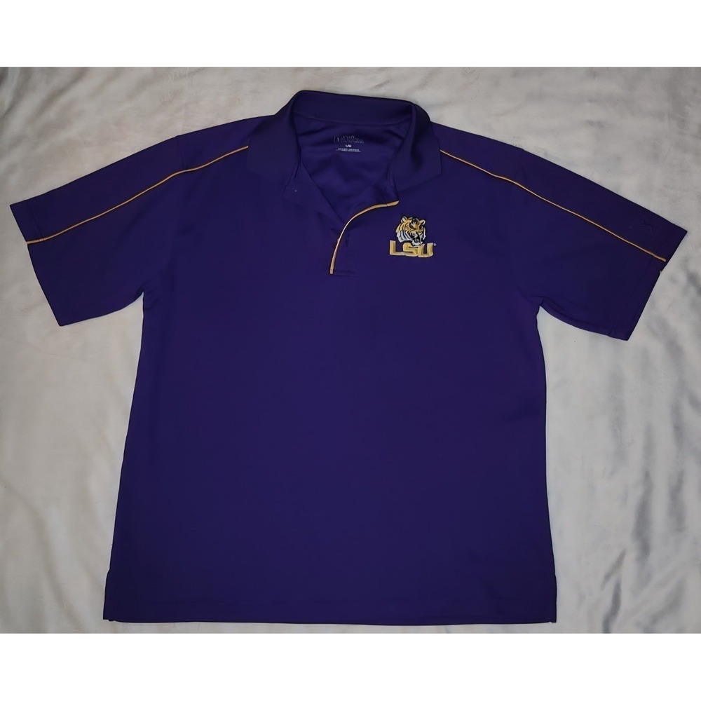 LSU PGA TOUR Golf Polo Shirt Men Size Large